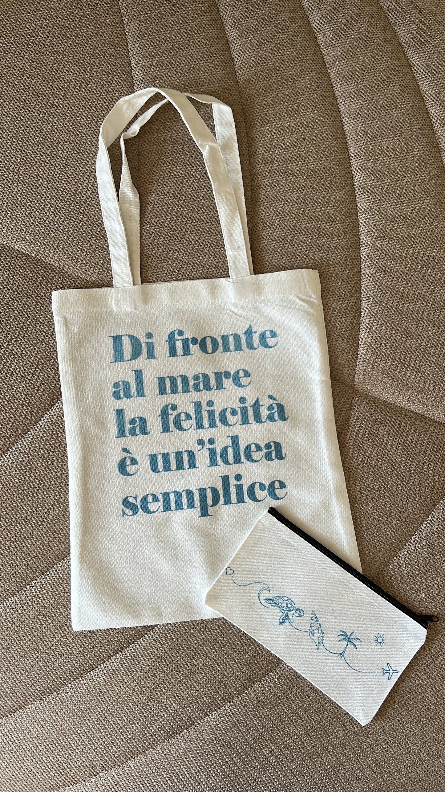 SET BORSA TELA SHOPPER E POCHETTE