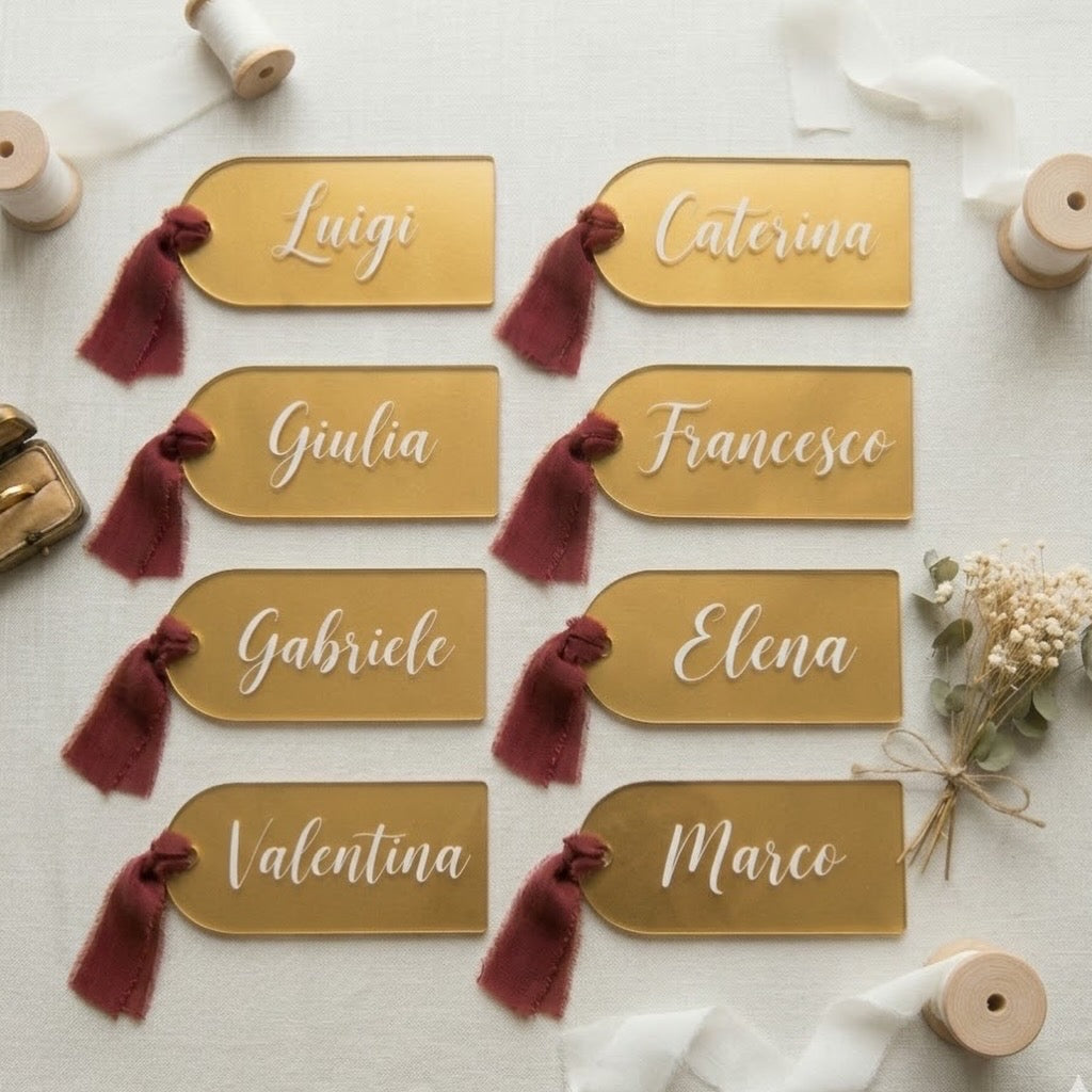 SEGNAPOSTO PLEXIGLASS ORO PERSONALIZZATO