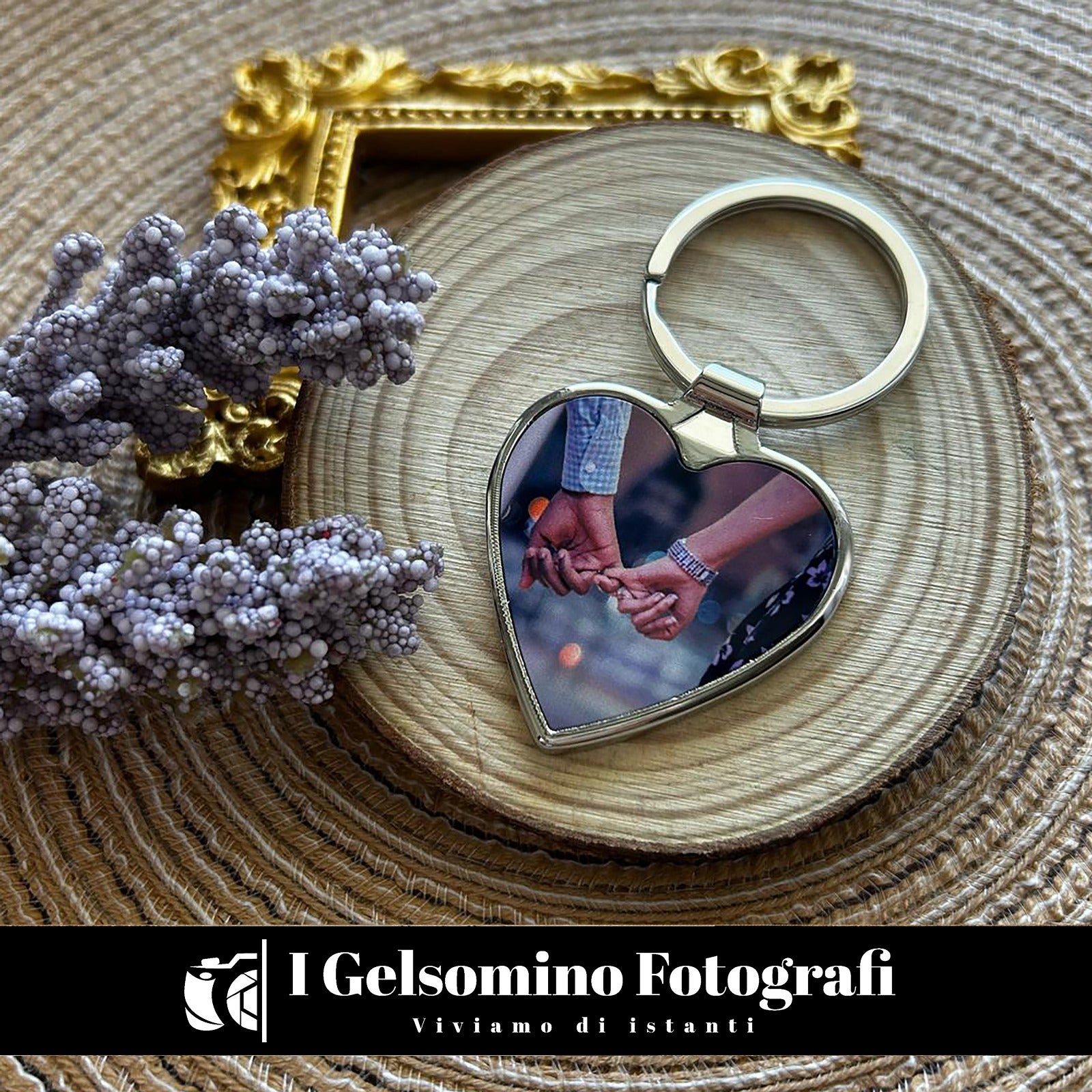 PORTACHIAVE CUORE IN ACCIAIO CON STAMPA PERSONALIZZATA