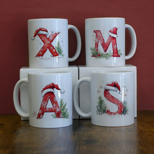 TAZZA IN CERAMICA NATALIZIA CON INIZIALE