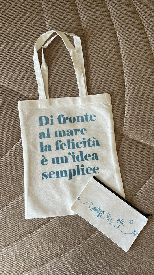 SET BORSA TELA SHOPPER E POCHETTE