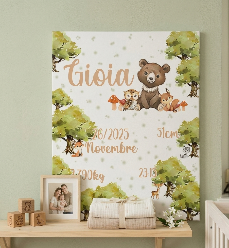 TELA NASCITA  PERSONALIZZATA BOSCO
